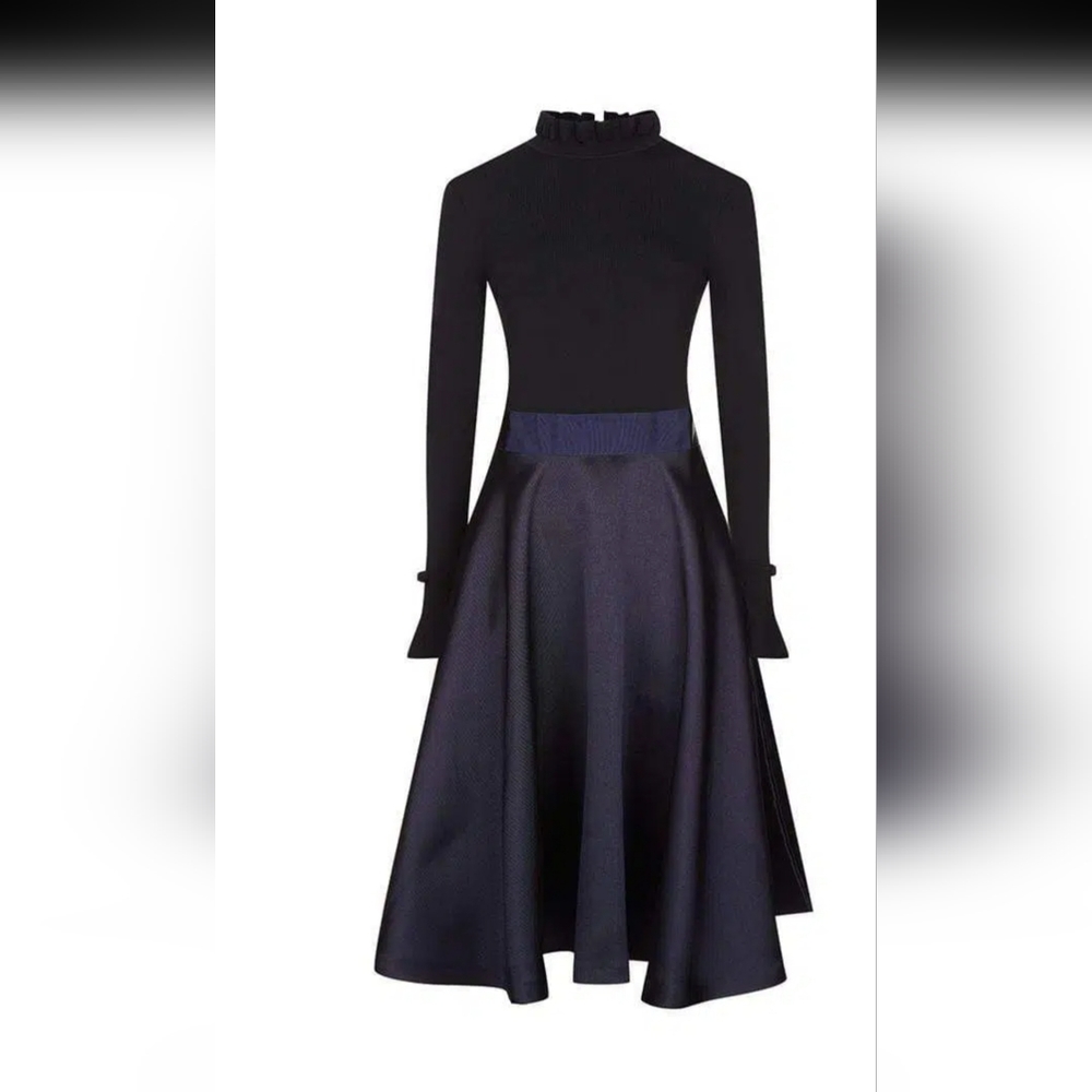 COPY - Ted Baker Zadi knitted bodice frull cuffs dress.